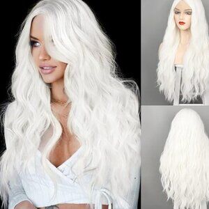 Long Wavy White Wig